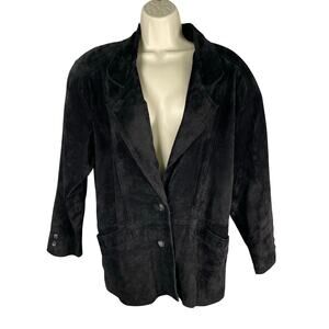 Vintage‎ 80’s Diversity Jacket Womens Medium Black Genuine Leather Suede
